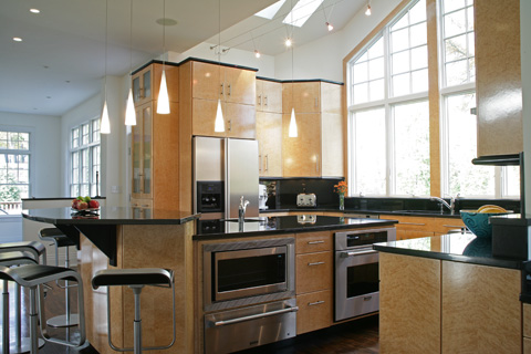 Stainless kitchen, with maple cabinets